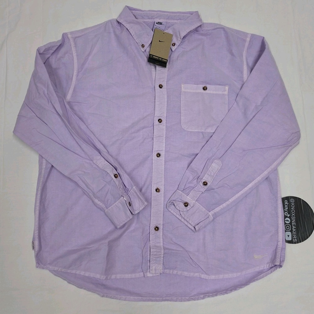 Nike Life Oxford Shirt Button Up LS Cotton Lavender HJ7270-515 Men's Size XLarge